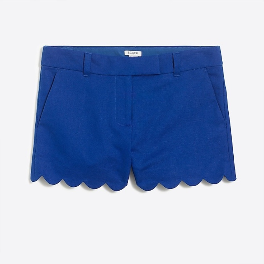*NWT* J.Crew Scalloped Linen 4” shorts in size 2